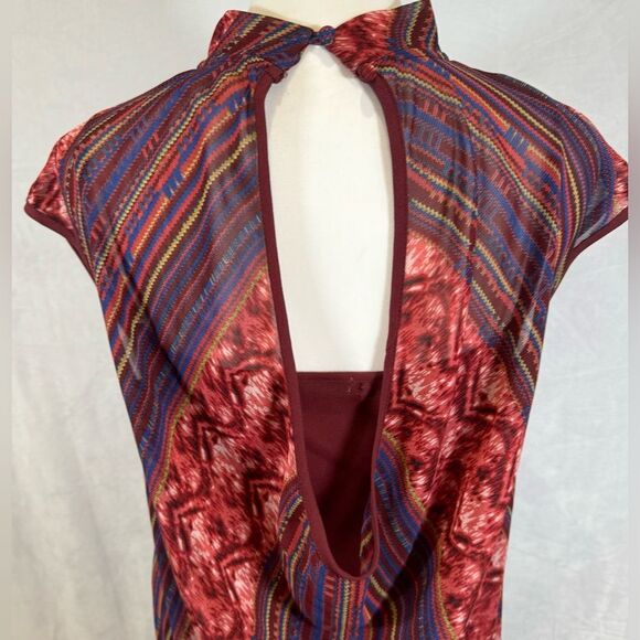 Anthropologie Hazel drape back mock neck abstract print dress size small - Picture 4 of 6